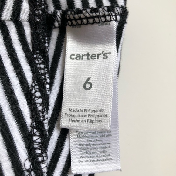 Carter's Kid 6Y Black+White Striped Pants Not Used - Picture 4 of 6